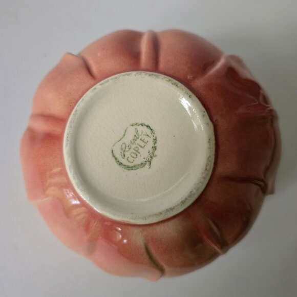 Vintage Royal Copley Yellow & Pink Ceramic Planter Bowl With Bird Accent - Picture 6 of 16